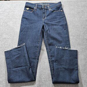 Yoga Jeans Womens Jeans 27/ US 4 Indigo Stretch Mid Rise Raw Hem SWP-1158 SECOND